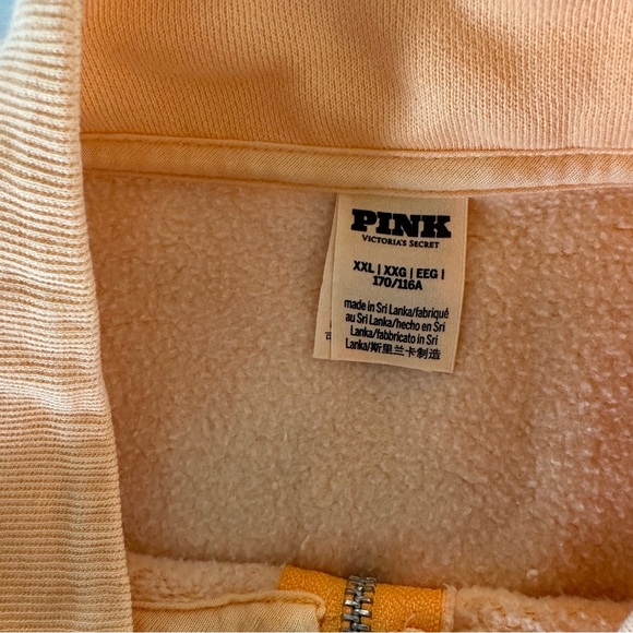 PINK Victoria's Secret Peach Quarter-Zip Pullover Sweatshirt Size XXL - Picture 7 of 9